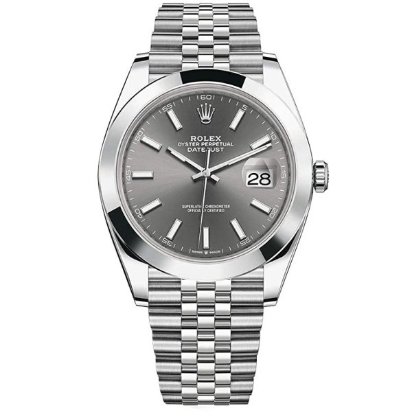 Rolex Datejust 41 Steel Smooth Bezel Jubilee 126300 Dark rhodium