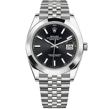 Rolex Datejust 41 Steel Smooth Bezel Jubilee 126300 Black